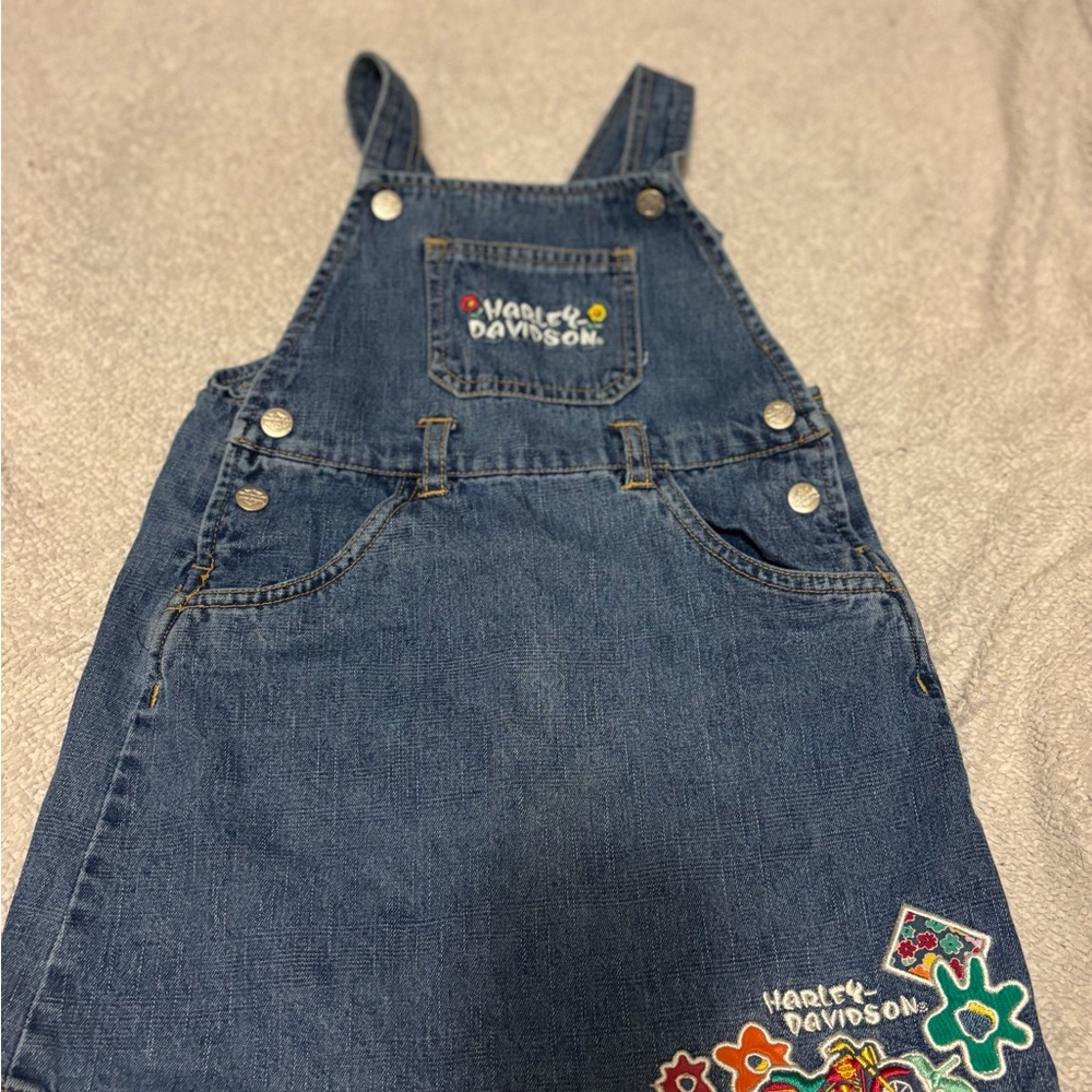 VINTAGE Harley-Davidson 3T Toddler Blue Denim Overalls